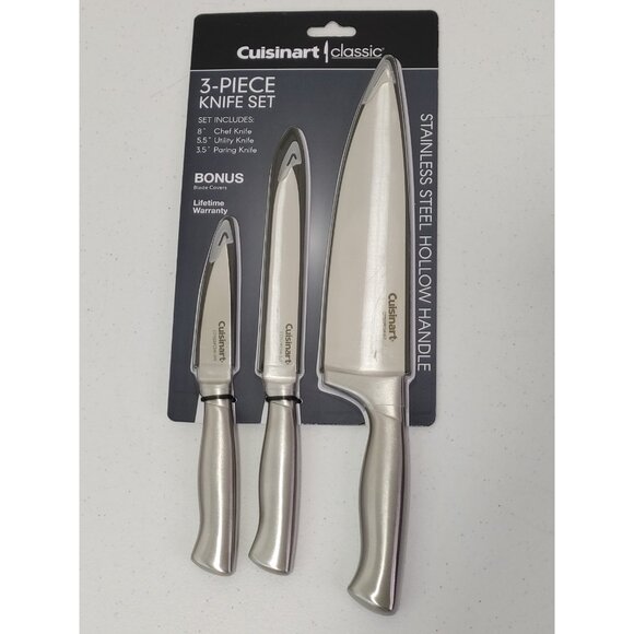 Cuisinart Classic Stainless Steel 3 Piece Knife Set With Covers - Picture 1 of 6